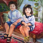 Narges Rabii Portrait Of Twins, Oil On Canvas (2015)