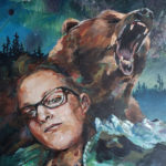 Tia Rafait, Red Bear Painting, Acrylic On Canvas (2019)